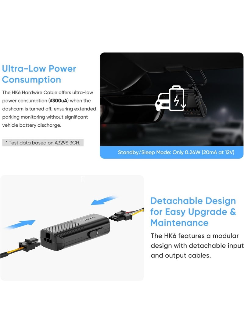 Viofo HK6 Dash Cam Hardwire Kit USB‑C 4M – USB‑C Hard Wire Kit for Dash Cameras 12V/24V, Low Power Consumption with Hybrid Parking Mode & Voltage Protection - Image 4